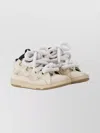 Lanvin Curb Sneakers In Leather With Snake Laces Shoes In Nude