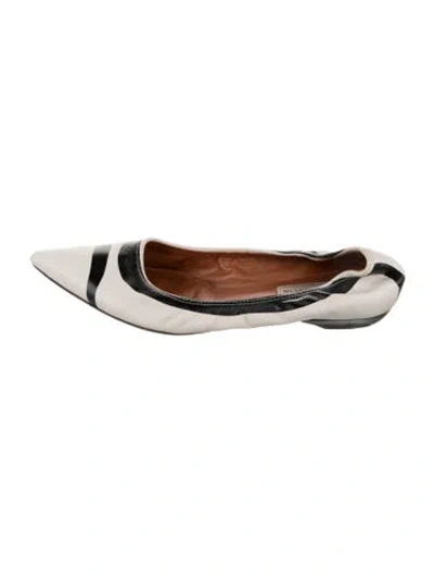 Pre-owned Lanvin Leather Striped Ballet Flats In Black/white