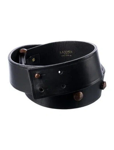 Pre-owned Lanvin Leather Studded Accents Belt In Black