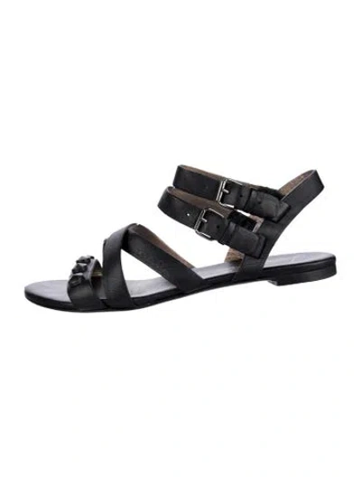Pre-owned Lanvin Leather Studded Accents Sandals In Black