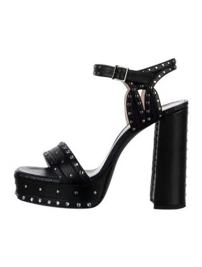 Pre-owned Lanvin Leather Studded Accents Sandals In Black