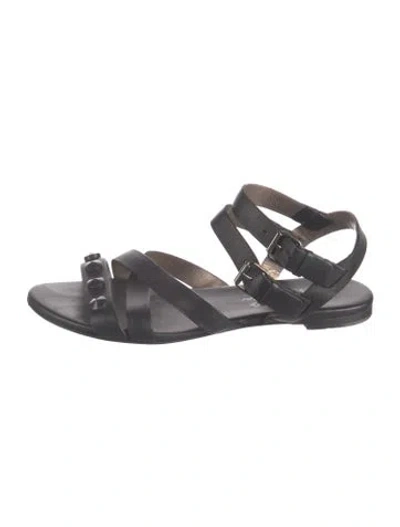 Pre-owned Lanvin Leather Studded Accents Sandals In Black