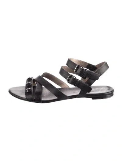 Pre-owned Lanvin Leather Studded Accents Sandals In Black