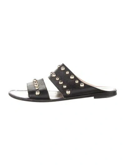 Pre-owned Lanvin Leather Studded Accents Slides In Black