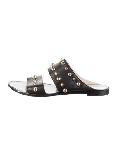 Pre-owned Lanvin Leather Studded Accents Slides In Black