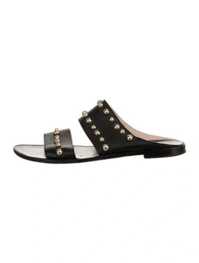 Pre-owned Lanvin Leather Studded Accents Slides In Black