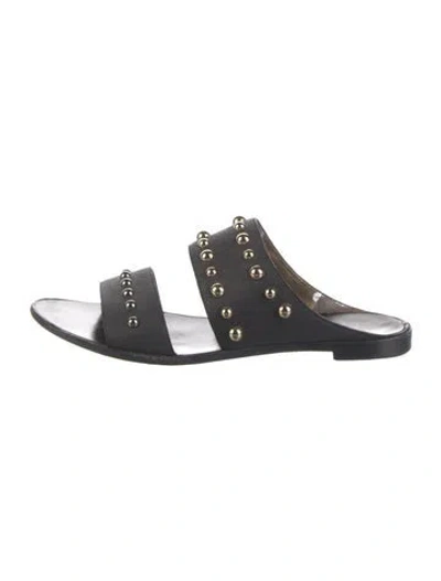Pre-owned Lanvin Leather Studded Accents Slides In Black