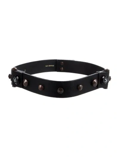 Pre-owned Lanvin Leather Studded Accents Waist Belt In Black/brown