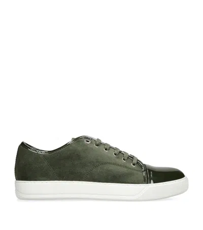 Lanvin Mens Dbb1 Contrast-sole Suede And Leather Low-top Trainers Dark G In Green