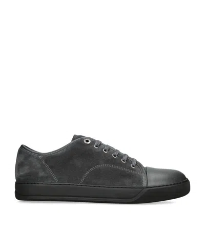 Lanvin Mens Dbb1 Contrast-sole Suede And Leather Low-top Trainers Grey/da In Brown