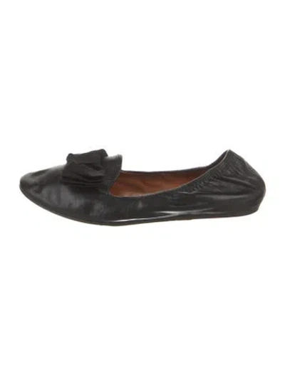 Pre-owned Lanvin Leather Tassel Accents Ballet Flats In Black