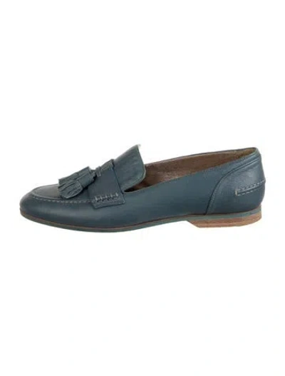 Pre-owned Lanvin Leather Tassel Accents Loafers In Blue