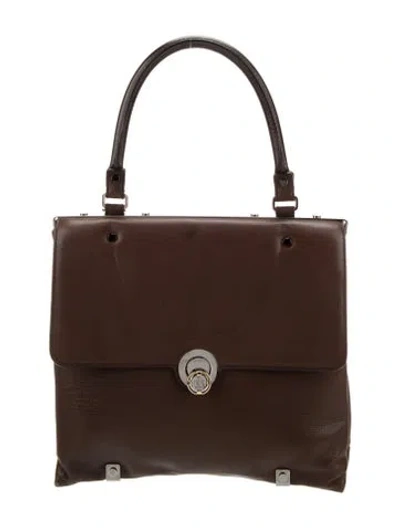 Pre-owned Lanvin Leather Top Handle Bag In Brown