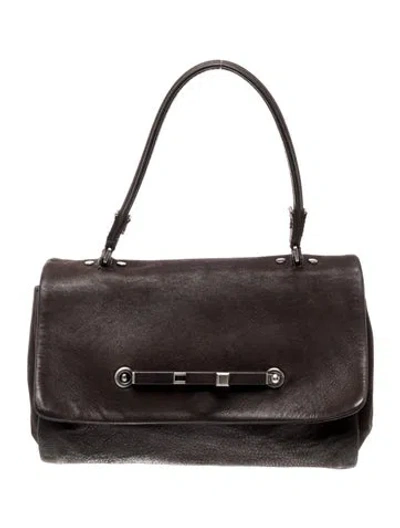 Pre-owned Lanvin Leather Top Handle Bag In Gray