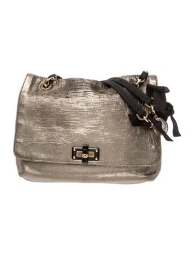 Pre-owned Lanvin Leather Top Handle Bag In Gray