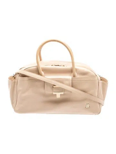Pre-owned Lanvin Leather Top Handle Bag In Neutrals