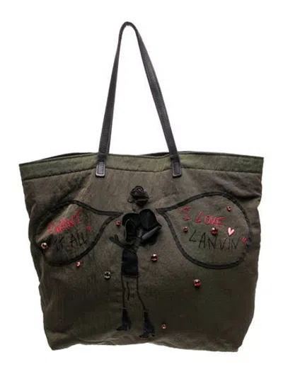 Pre-owned Lanvin Leather Tote In Green
