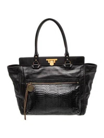 Pre-owned Lanvin Leather Tote Vintage In Black