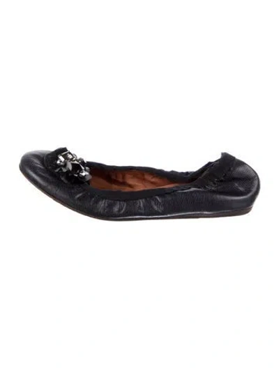Pre-owned Lanvin Leather Tweed Pattern Ballet Flats In Blue