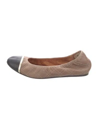 Pre-owned Lanvin Leather Tweed Pattern Ballet Flats In Brown