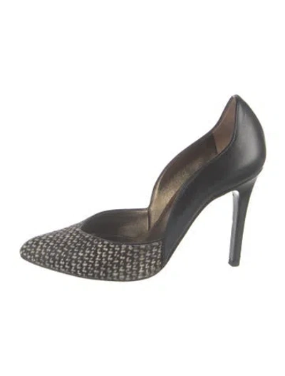Pre-owned Lanvin Leather Tweed Pattern Pumps In Multicolor