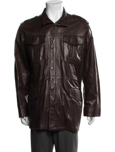 Pre-owned Lanvin Leather Utility Jacket In Brown