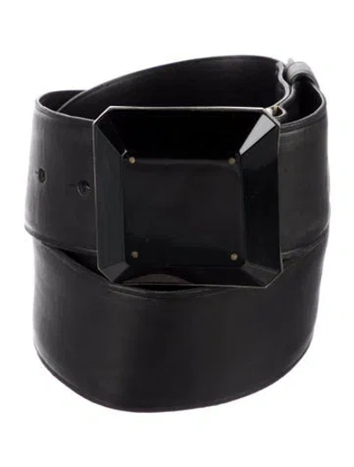 Pre-owned Lanvin Leather Waist Belt In Black