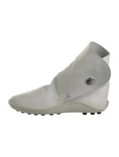 Pre-owned Lanvin Leather Wedge Sneakers In Gray