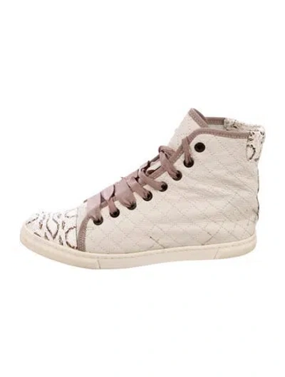 Pre-owned Lanvin Leather Wedge Sneakers In Neutral