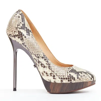 Lanvin Leather Wood Platform Pumps In Multi