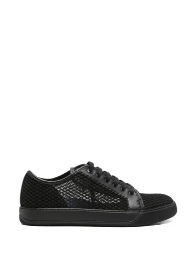 Lanvin Leather-detail Lace-up Sneakers In Black