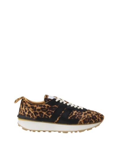 Lanvin Leopard Print Bumpr Sneakers In Pony In Brown