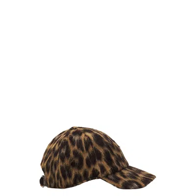 Lanvin Leopard Print Cap In Brown