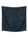 Lanvin Animal Print Rectangular Scarf Lightweight Fabric In Blue