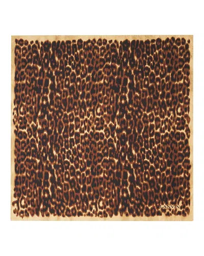 Lanvin Leopard Print Silk Scarf In Brown