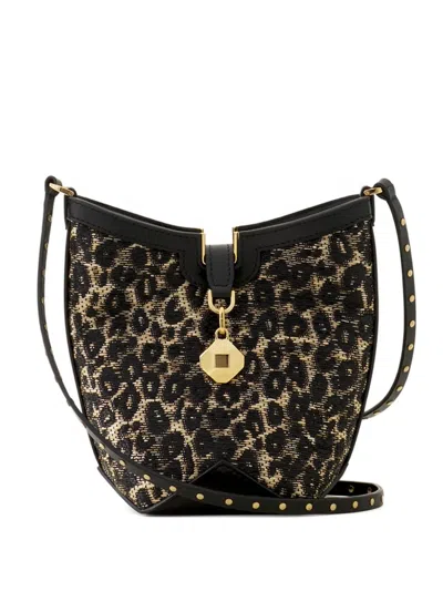 Lanvin Leopard Studded Bucket Bag In Black