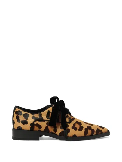 Lanvin Leopard-print Eyelet Derby Shoes In Multi