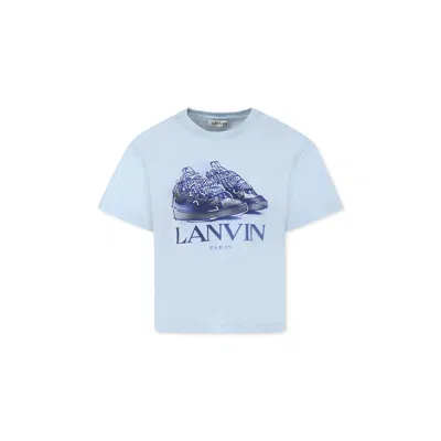 Lanvin Kids' Light Blue T-shirt For Boy With Curb Sneakers