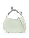 LANVIN LIGHT GREEN HOBO CAT BAG WITH EMBELLISHED METAL HANDLE IN LEATHER WOMAN