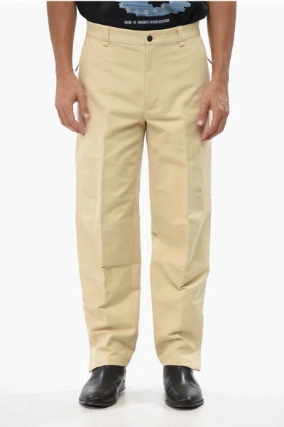 Lanvin Lightweight Cotton Pants With Ankle Zip In Neutral