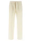 Lanvin Lightweight Cotton Trousers With Adjustable Drawstring In Neutral