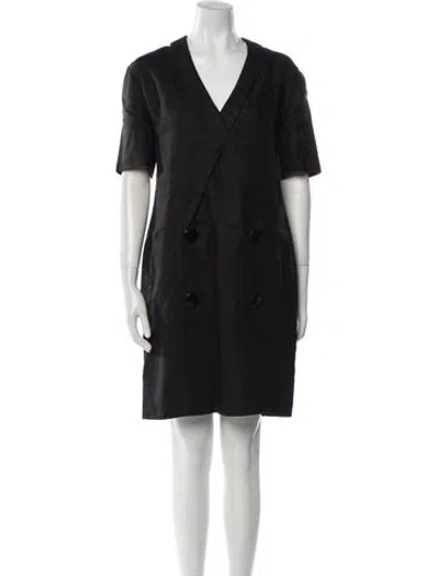 Pre-owned Lanvin Linen Knee-length Dress In Black