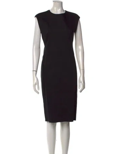 Pre-owned Lanvin Linen Knee-length Dress In Black