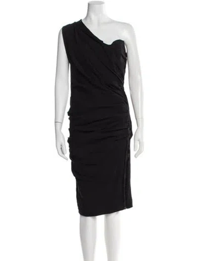 Pre-owned Lanvin Linen Knee-length Dress In Black