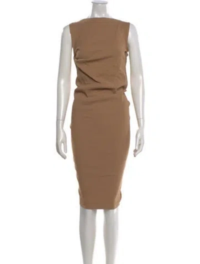 Pre-owned Lanvin Linen Knee-length Dress In Neutral