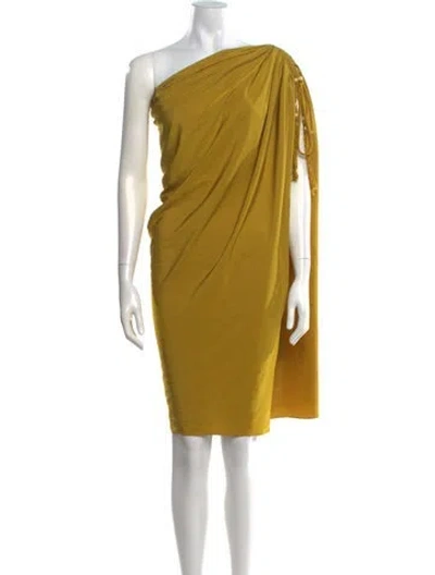 Pre-owned Lanvin Linen Knee-length Dress W/ Tags In Yellow