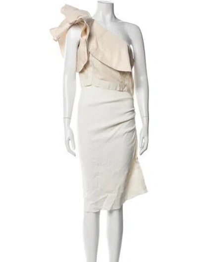 Pre-owned Lanvin Linen Knee-length Dress In White