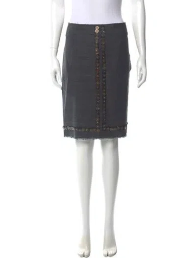 Pre-owned Lanvin Linen Knee-length Skirt In Gray