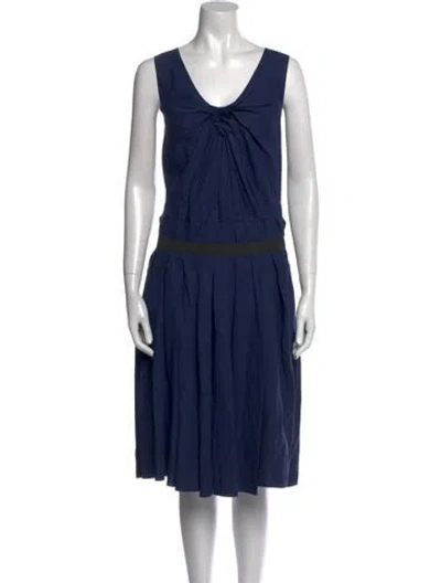 Pre-owned Lanvin Linen Midi Length Dress In Blue