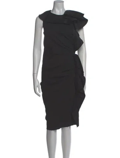 Pre-owned Lanvin Linen Midi Length Dress In Gray